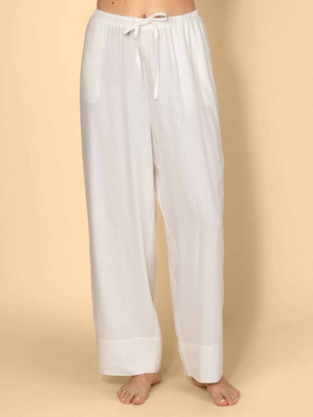 Solid & Striped Women Mid-Rise Drawstring Linen Blend Pull-On Pants - white S - Picture 3 of 9